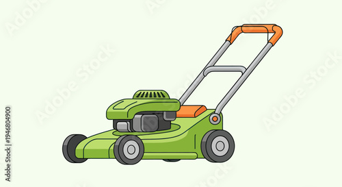 Green Electric Lawn Mower Illustration.