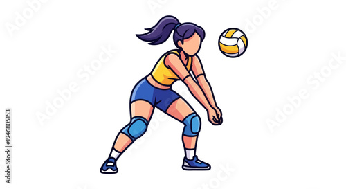 Female Volleyball Player in Action Pose.