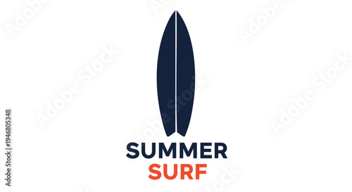 Vector surfboard logo with 'Summer Surf' text