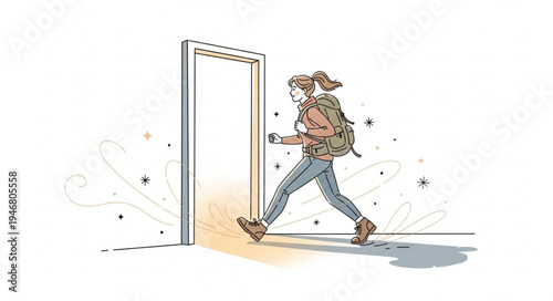 Person stepping through a doorway with determination and purpose.