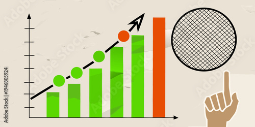 Visual representation of growth and improvement with a pointing hand