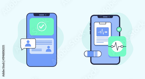 Mobile Healthcare Interface Depicting Modern Telemedicine and User-Friendly Medical Access