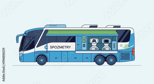 Mobile Healthcare Unit Depicting Medical Services Transportation And Professional Care