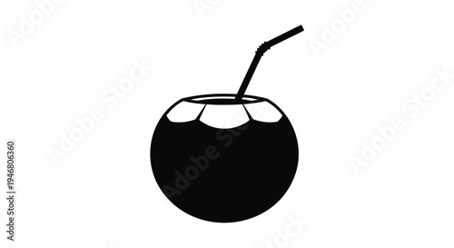 Black vector coconut drink icon