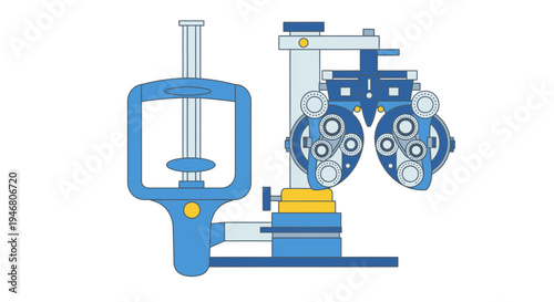 Modern Blue Ophthalmic Equipment: Visual Assessment Device In Medical Clinic