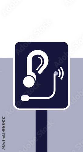 Modern Bluetooth Headset Communication Icon on a Graphic Background, Representing Connectivity