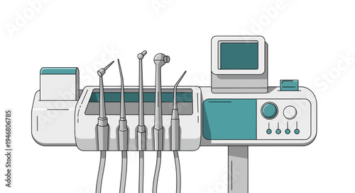Modern Dental Clinic Equipment Displayed Against a Clean White Background for Medical Use