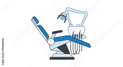 Modern Dental Clinic Illustration Depicting Comfortable Chair and Necessary Equipment