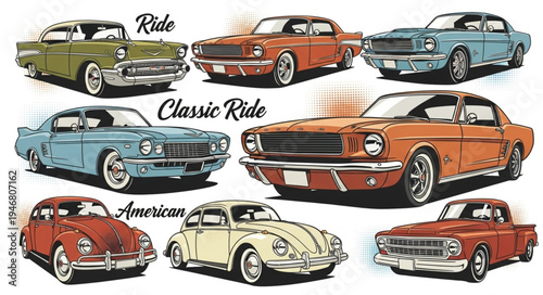 Collection of Classic American Cars - A Nostalgic Ride Through Automotive History.