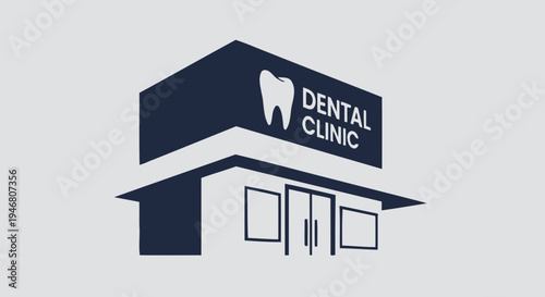 Modern Dental Clinic Logo Depicting Healthcare Facility in Minimalist Architectural Design