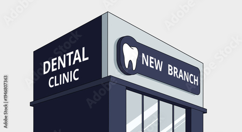 Modern Dental Clinic New Branch Sign Illustrates Dentistry and Healthcare Services