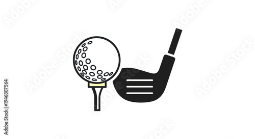 Golf club and ball on tee.