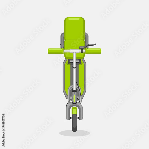 Modern Electric Scooter in Lime Green Color, Overhead View, Isolated on White Background