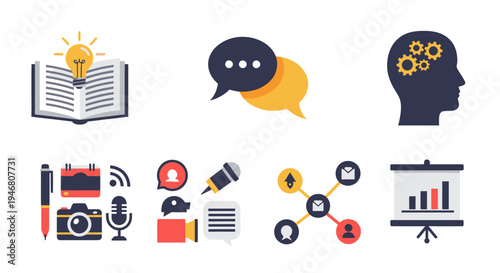 Business Communication Technology Icons.