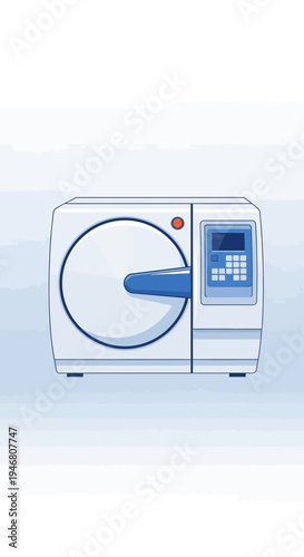 Modern Dental Sterilization Equipment Illustration Depicting Sanitation Processes And Instrument