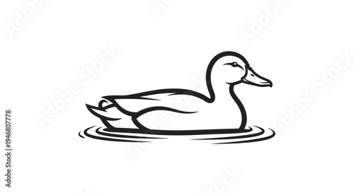 Duck Swimming in Water Illustration.