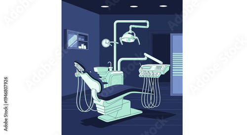 Modern Dentist Office Interior Illustration With Dental Chair And Equipment Displayed
