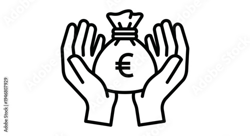 Hands holding euro money bag.