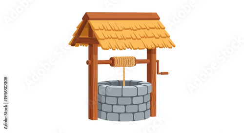 Traditional Wooden Well Structure Design.