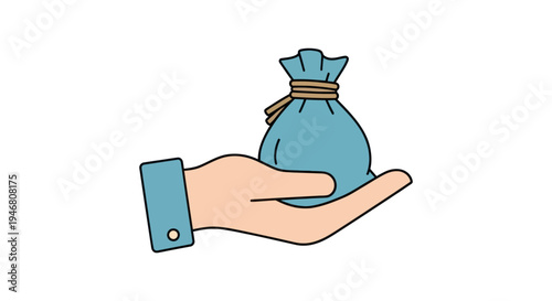 Hand holding money bag tightly secured.