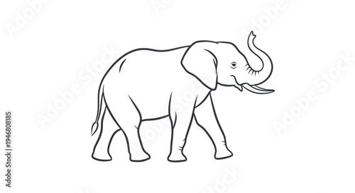 Large Gray Elephant Walking Sideways Slowly.