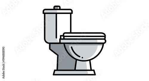 Toilet bowl with closed lid.