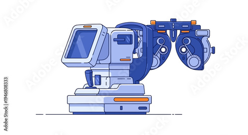 Modern Eye Examination Equipment Illustration Depicting Advanced Ophthalmic Technology