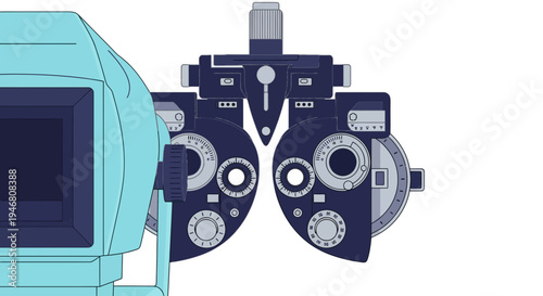Modern Eye Examination Instruments: Ophthalmologist Equipment Illustration On White Background