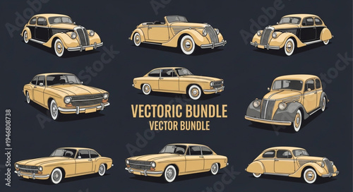 Vintage Car Collection - Classic Automotive Designs in Vector Format.