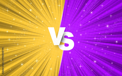 Pop art comic Fight versus with halftone background. Retro style vector cartoon illustration. Design for comics, posters, banners, and competitions.