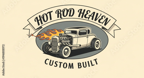 Hot Rod Heaven Custom Built Classic Car with Flames.