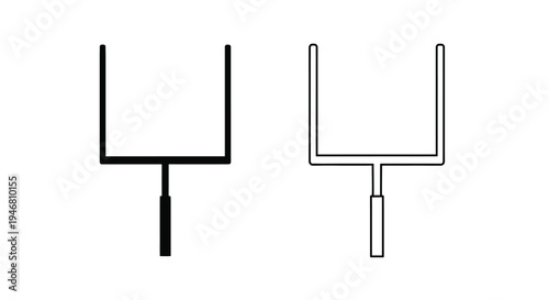 Two black and white illustrations of american football goalposts are shown