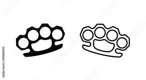 Black and white illustration of two brass knuckles designs