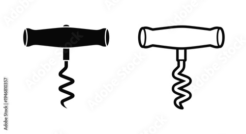 Two corkscrew icons one solid black and one outlined in white