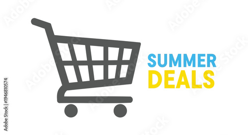 Vector shopping cart icon with Summer Deals text