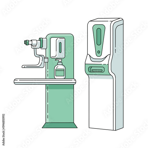 Modern Healthcare Equipment: Illustration Depicting Dispenser Machines With Minimalist Design