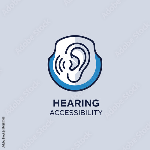 Modern Hearing Accessibility Logo Illustrating Sound Waves and Ear Anatomy in Digital Format