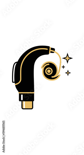 Modern Hearing Aid Illustration: Enhanced Audio Technology and Clear Sound Representation