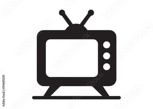 television logo silhouette vector, Vintage retro antenna television logo silhouette vector illustration, old tv logo, box tv logo, tv retro logo silhouette design on white background