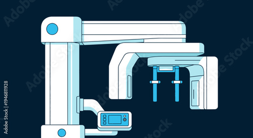 Modern Medical Technology: Futuristic Diagnostic Equipment Depicted In Clean Vector Art