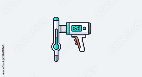 Modern Medical Thermometer Design Indicating Temperature Measurement And Health Check