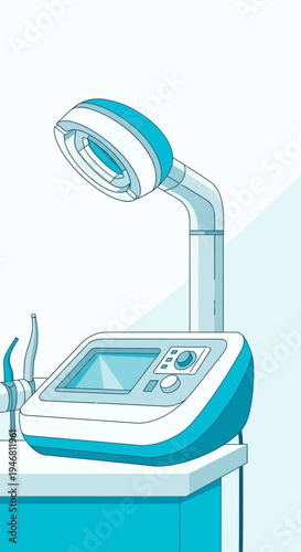 Modern Medical Device Displaying Detailed Interior Functionality with Ergonomic Design on a Table