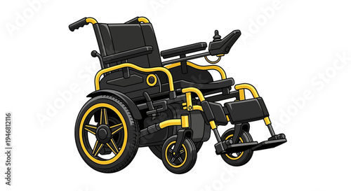 Modern Mobility Solution: An Illustrated Electric Wheelchair Design On White Background
