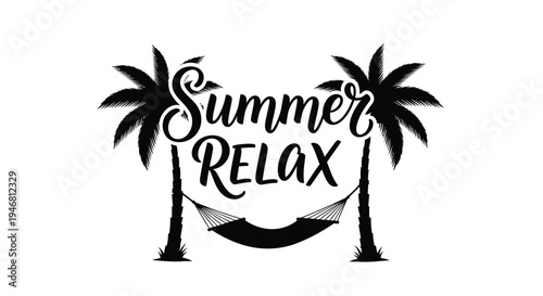 Summer Relax Vector Illustration with Palm Trees and Hammock