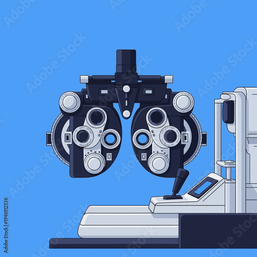 Modern Ophthalmic Equipment: Precision Eye Examination Instrument in Clinic Setting