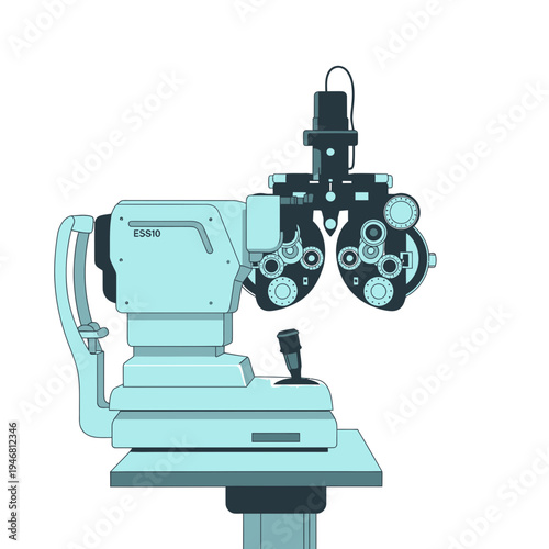 Modern Ophthalmic Equipment: Precision Eye Examination Instrument on Isolated Background