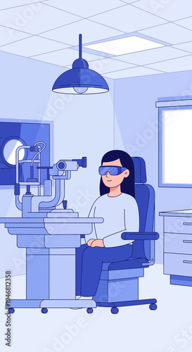 Modern Ophthalmic Examination: A Patient Undergoes Vision Testing With Advanced Diagnostic Equipment