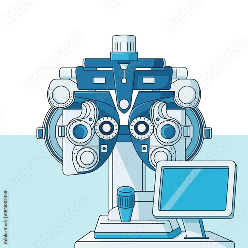 Modern Ophthalmic Equipment: Stylish Illustration of Advanced Eye Examination Technology