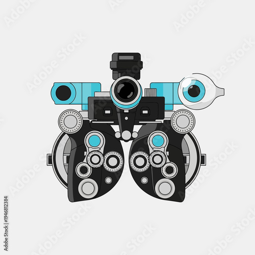 Modern Optometry Equipment Illustration Depicting Precision and Detailed Eye Examination
