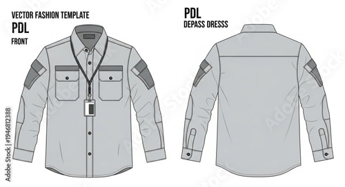 Detailed Vector Fashion Template of a Long Sleeve Shirt.
